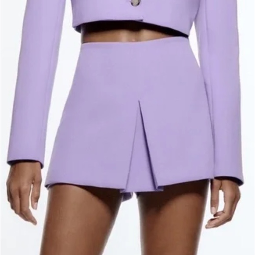 Zara Front Pleat Skort in Purple, Size S